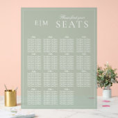 Elegante Sage Green Script Monogram Wedding Seat Acrylschild (Hochzeit)