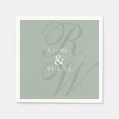 Elegante Sage Green Script Monogram Wedding Serviette (Vorderseite)