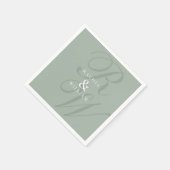 Elegante Sage Green Script Monogram Wedding Serviette (Ecke)