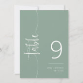 Elegante Sage Green Script Wedding Tischnummer (Rückseite)
