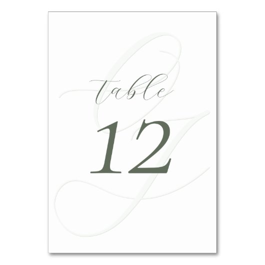 Elegante Sage Green Script Wedding Tischnummer (Rückseite)