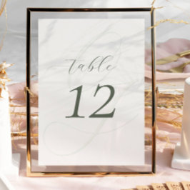 Elegante Sage Green Script Wedding Tischnummer