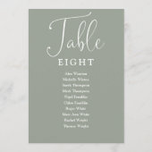 Elegante Sage Green Seating Chart Tischnummer (Rückseite)
