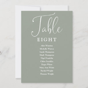 Elegante Sage Green Seating Chart Tischnummer