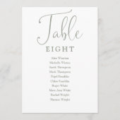 Elegante Sage Green Seating Chart Tischnummer (Vorderseite)