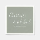 Elegante Sage Green Signature Wedding Serviette (Vorderseite)