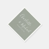 Elegante Sage Green Signature Wedding Serviette (Ecke)