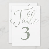 Elegante Sage Green Simple Large Tischnummer (Vorne/Hinten)