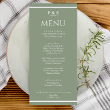 Elegante Sage Green Simple Monogram Dinner Hochzei