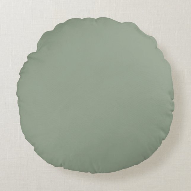 Elegante Sage Green Solid Color Rundes Kissen (Vorderseite)
