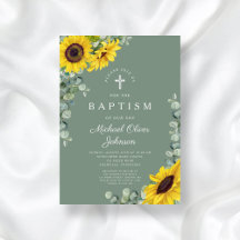 Elegante Sage Green Sunflower Cross Taufe