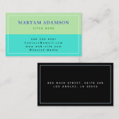 Elegante Sage Green & Turquoise & Black Border Telefonnummerkarte (Vorne/Hinten)