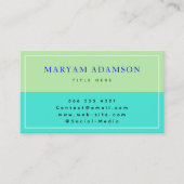 Elegante Sage Green & Turquoise & Black Border Telefonnummerkarte (Vorderseite)