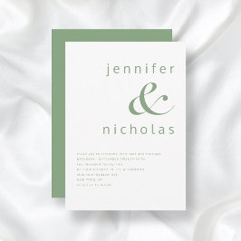 Elegante Sage Green Typografy Wedding Einladung
