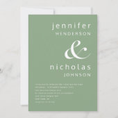 Elegante Sage Green Typografy Wedding Einladung (Vorderseite)