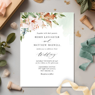 Elegante Sage Green und Earthy Blooms Wedding Einladung