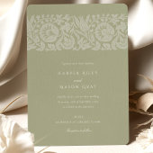Elegante Sage Green und Elfenbeinflora Hochzeit Einladung