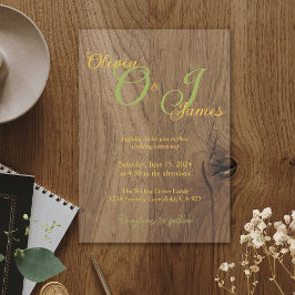 Elegante Sage Green und Gold Monogram Wedding Pergament Einladungen