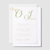 Elegante Sage Green und Gold Monogram Wedding Pergament Einladungen (Versetzt)