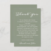 Elegante Sage Green und White Script Wedding Dankeskarte (Vorne/Hinten)