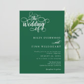 Elegante Sage Green und White Script Wedding Einladung (Stehend Vorderseite)