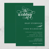 Elegante Sage Green und White Script Wedding Einladung (Vorne/Hinten)