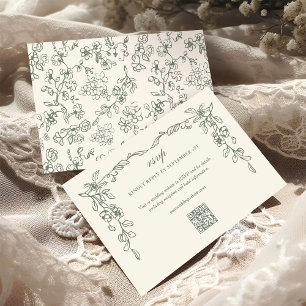Elegante Sage Green Vintag Floral Wedding RSVP Karte