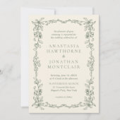 Elegante Sage Green Vintage Viktorianische Hochzei Einladung (Vorderseite)