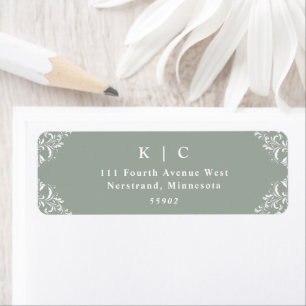 Elegante Sage Green Vintage Wedding Rücksendeadres