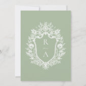 Elegante Sage Green Wappen Monogram Wedding Einladung (Rückseite)