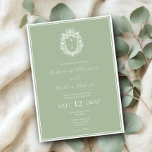 Elegante Sage Green Wappen Monogram Wedding