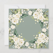 Elegante Sage Green Watercolor Floral Taufe Einladung (Rückseite)