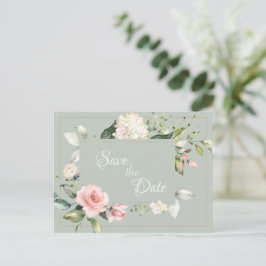 Elegante Sage Green Watercolor Floral Wedding Postkarte