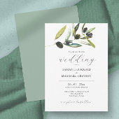 Elegante Sage Green Watercolor Grüne Hochzeit Einladung