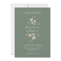 Elegante Sage Green Watercolor Wildblume Hochzeit