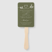 Elegante Sage Green We Do Wedding Program Hand Fan Fächer (Vorderseite)