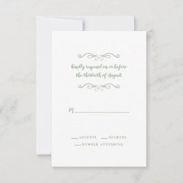 Elegante Sage Green Wedding Classic Minimalistisch RSVP Karte