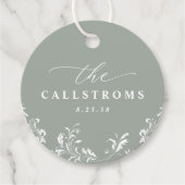 Elegante Sage Green Wedding Classy Round Geschenkanhänger (Vorderseite)
