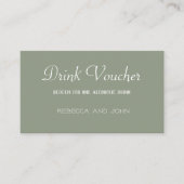 Elegante Sage Green Wedding Drink Card Visitenkarte (Vorderseite)