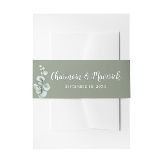 Elegante Sage Green Wedding Einladungsbanderole (Vorderseite Beispiel)