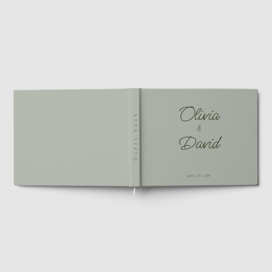 Elegante Sage Green Wedding Gästebuch (Voll)
