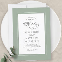 Elegante Sage Green Wedding Moderne Kalligrafie Ch