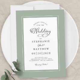Elegante Sage Green Wedding Moderne Kalligrafie Ch Einladung