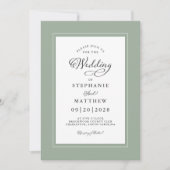 Elegante Sage Green Wedding Moderne Kalligrafie Ch Einladung (Vorderseite)
