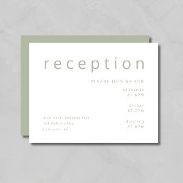 Elegante Sage Green Wedding Reception Begleitkarte