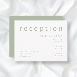 Elegante Sage Green Wedding Reception Begleitkarte