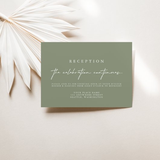 Elegante Sage Green Wedding Reception Cards RSVP Karte