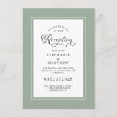 Elegante Sage Green Wedding Reception Chic Borders Begleitkarte (Vorderseite)