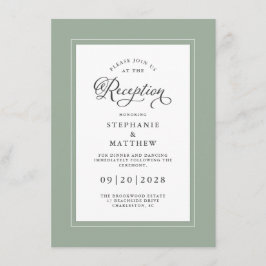 Elegante Sage Green Wedding Reception Chic Borders Begleitkarte