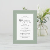 Elegante Sage Green Wedding Reception Chic Borders Begleitkarte (Stehend Vorderseite)